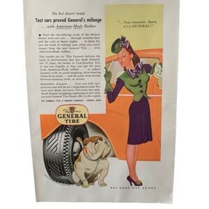 Vintage 1944 General Tires Teat Cars Proved Ad Advertisement
